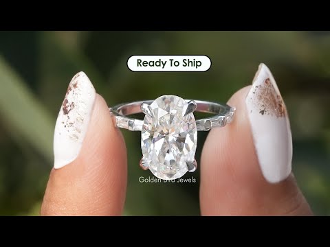 YouTube Video Of Crushed Ice Oval And Baguette Cut Moissanite Ring