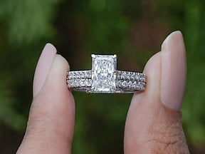 You tube Video of Lab Diamond Radiant Cut Bridal Ring Set