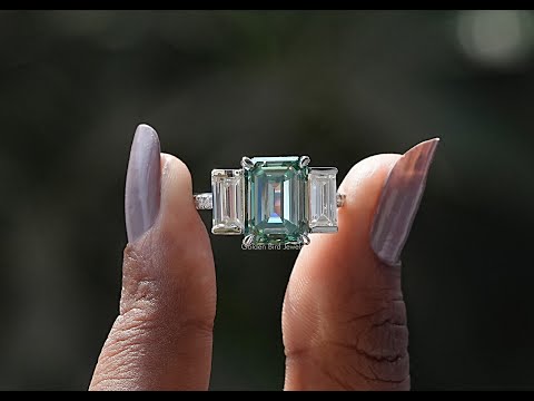 YouTube Video Of Emerald Cut Moissanite 3 Stone Ring