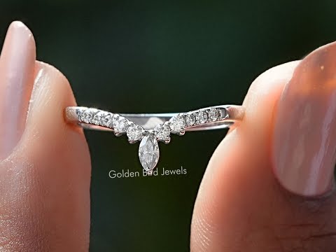 Marquise And Round Lab Diamond Chevron Band