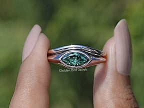 You tube Video Of Green Marquise Bezel Set Moissanite Ring