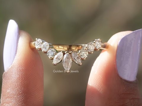 Marquise Cut Lab Diamond Curved Stacking Band
