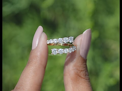 Round Cut Lab Diamond Bypass Wedding Band