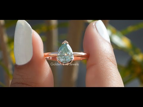 YouTube Video Of Moissanite Pear Cut V Prong Setting Solitaire Ring