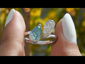 YouTube Video of Pear Cut Moissanite Toi Et Moi Ring