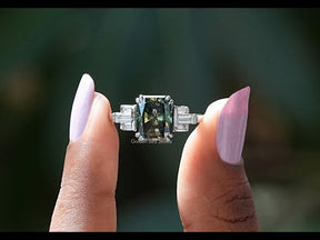 YouTube Video Of Green Radiant Cut Moissanite Ring