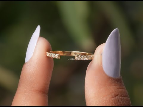Round Cut Lab Diamond Open Cuff Dainty Band