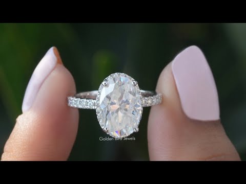 YouTube Video of Oval And Round Cut Moissanite Hidden Halo Engagement Ring
