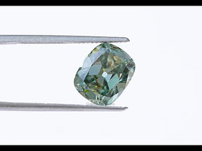 YouTube Video Of Blue Green Old Mine Cushion Cut Loose Moissanite