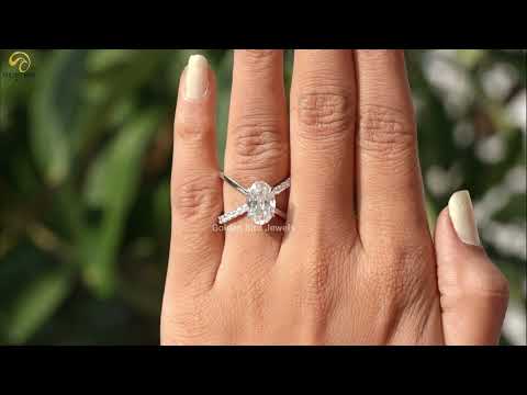 Oval Cut Split Shank Moissanite Ring