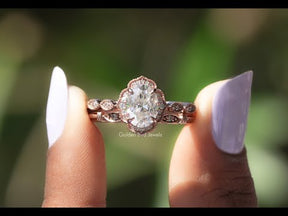 YouTube Video Of Oval Cut Moissanite Halo Ring Set