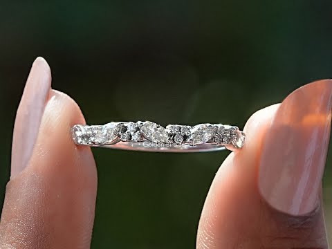 Marquise And Round Lab Diamond Half Eternity Band