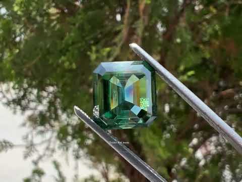You tube Video Of Green Emerald Cut Loose Moissanite 