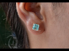 You tube video of asscher moissanite solitaire stud earings 