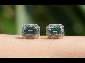 YouTube Video Of Moissanite Emerald Cut Stud Bridal Earrings