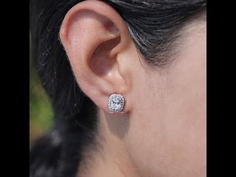 Youtube Video of Cushion Cut Lab Diamond Halo Earrings