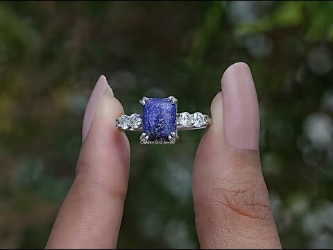 YouTube Video Of Blue Emerald Cut Gemstone Engagement Ring