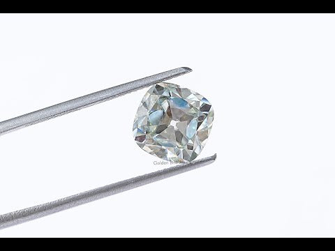 YouTube Video Of Light Blue Old Mine Cushion Cut Loose Moissanite