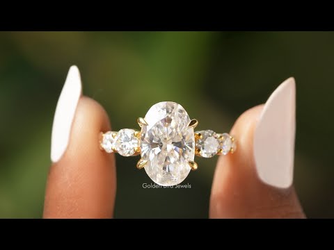 Oval And Round Cut Moissanite Accent Stone Ring