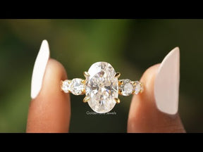 Oval And Round Cut Moissanite Accent Stone Ring