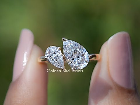 Pear Shaped Lab Diamond Two Stone Ring
