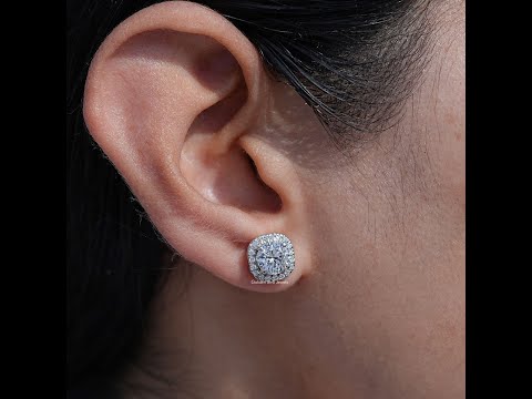 Youtube Video of Round Cut Lab Diamond Halo Stud Earrings