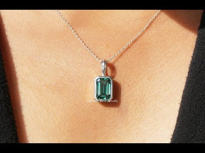 YouTube Video Of Green Emerald Cut Moissanite Solitaire Pendant