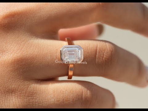 YouTube Video Of Moissanite Emerald Cut Bezel Set Ring
