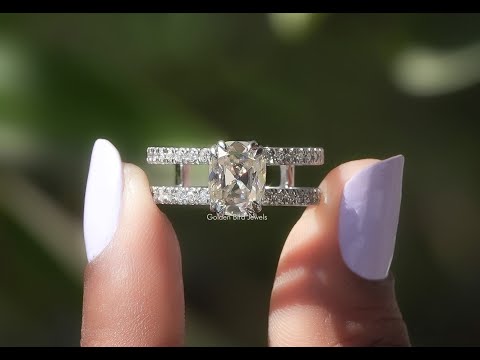 YouTube Video Of Colorless Old Mine Cushion Cut Moissanite Ring