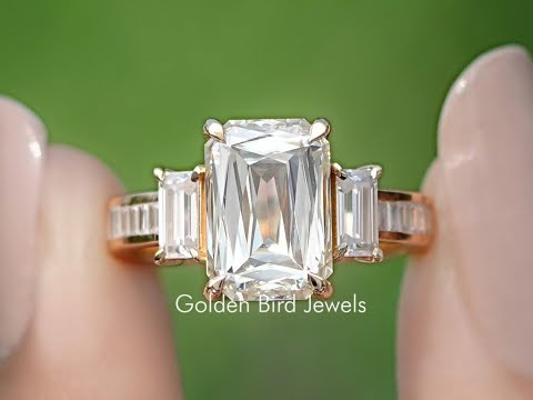 Criss Cut Moissanite Three Stone Ring