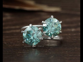Video view of a moissanite engagement ring  in a unique pattern 