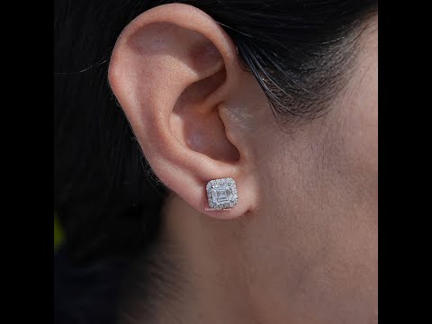 Youtube video of Asscher Cut Lab Diamond Stud Earrings