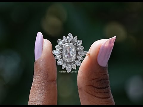 YouTube Video Of Rose Cut Cushion Moissanite Halo Ring