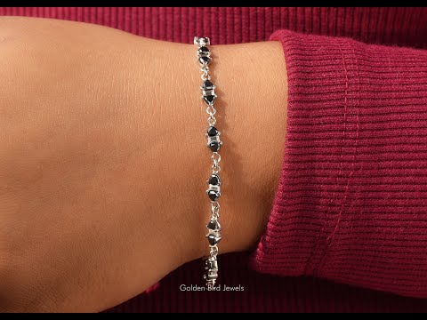 Trillion And Baguette Cut Moissanite Chain Link Bracelet
