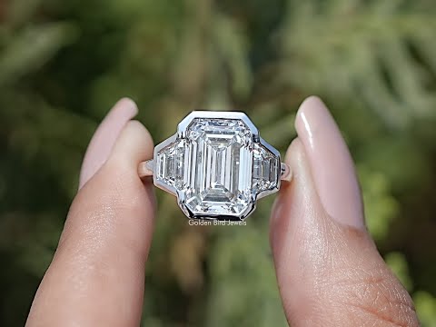 You tube Video of Emerald Diamond Accent Halo Wedding Ring 
