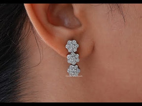 YouTube Video Of Round Cut Moissanite Cluster Earrings 