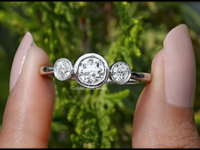 YouTube Video Of Old European Round Cut Diamond Three Stone Ring