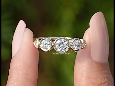 YouTube Video Of Round Cut Lab Diamond Five Stone Bezel Set Ring