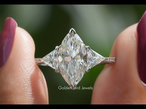 YouTube Video Of Marquise Cut Moissanite 3 Stone Ring