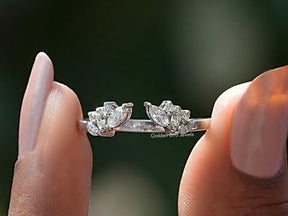 Marquise Lab Diamond Open Cuff Stacking Band
