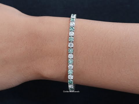 You tube Video Of Alternative Green Round Cut Moissanite Tennis Bracelet