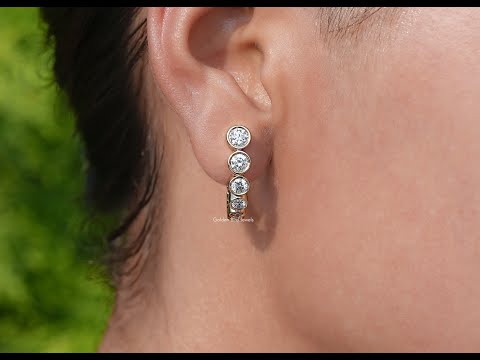 Youtube Video of Round Cut Lab-Grown Diamond C Hoop Earrings