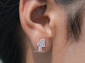 Emerald Cut Lab Grown Diamond Drop Earrings