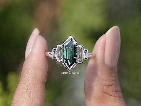 You tube Video of Hexagon Cut Moissanite Five Stone Ring
