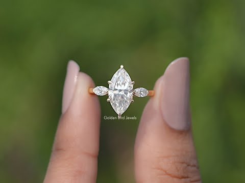 You tube Video Of Marquise Cut Moissanite Three Stone Ring
