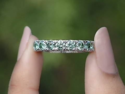 You tube Video Of Green Round Cut Moissanite Eternity Band