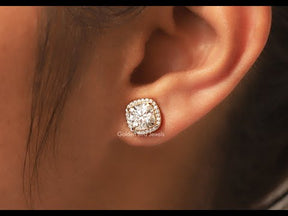 Youtube video of moissanite halo earrings 