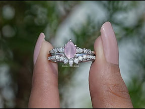 YouTube Video Of Pink Tourmaline Pear Cut Gemstone Bridal Ring Set