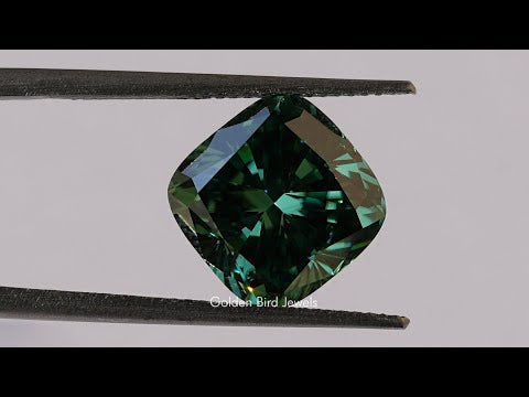 YouTube Video Of Dark Green Cushion Cut Loose Moissanite