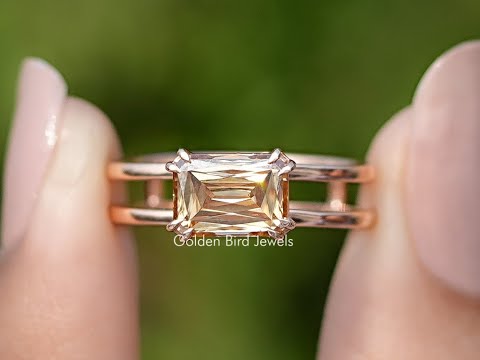 You tube Video of halo stone engagement ring with East West Criss Cut Moissanite 	